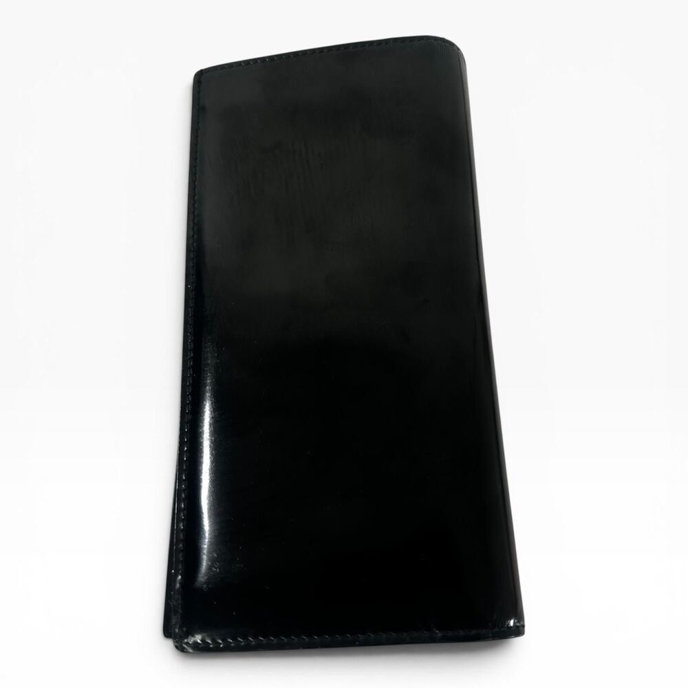 Dior Homme Long Wallet Mens One Size Black Patent Leather Bifold Checkbook Italy - Picture 2 of 16